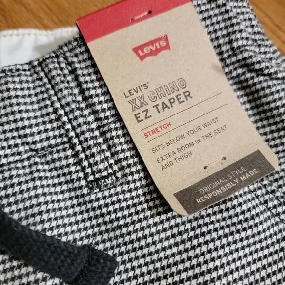 Levi's Premium XX Chino EZ Taper III Pants Trousers Black Grey Pattern Cotton S